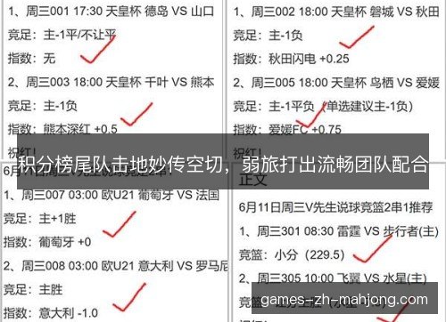 积分榜尾队击地妙传空切，弱旅打出流畅团队配合